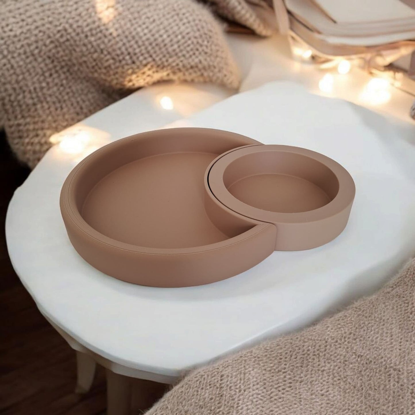 Bandeja Decorativa Lua Japandi — Conjunto 2 Peças